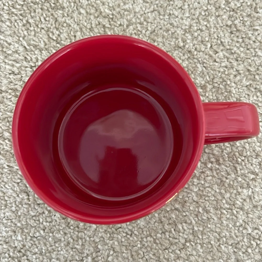 EUC STARBUCKS 2015 Christmas Porcelain Mug Red Gilded Gold Ornaments 14 Fl oz - Picture 4 of 5